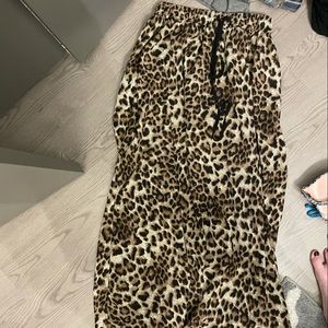 Leopard Tie Front Maxi Skirt